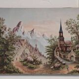 Oil / canvas Landscape of a mountain village from the 19th century François Bonnet (1811-1