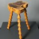 Midcentury brutalist artisanal wood turned handmade tripod stool, ca 1960s
