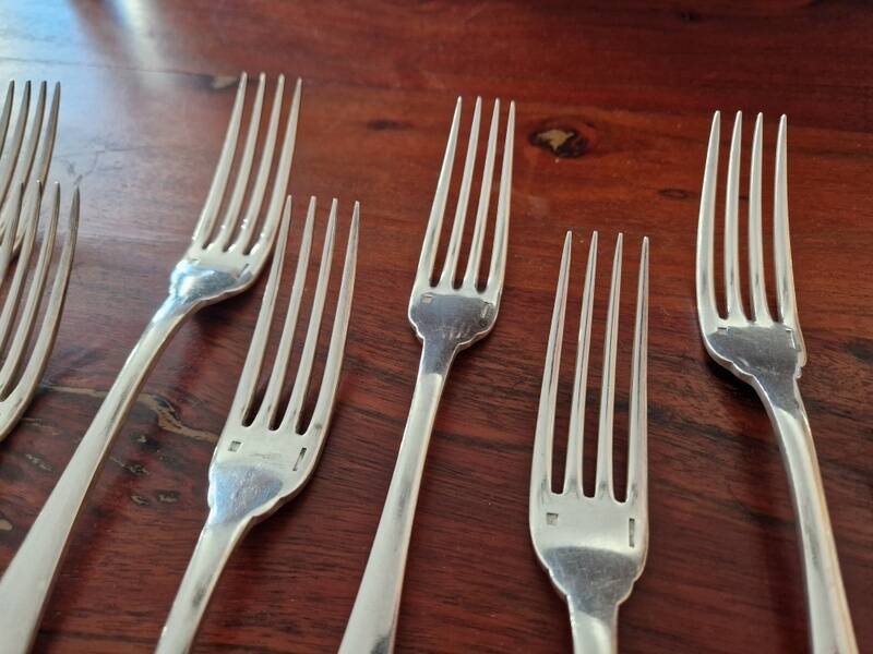 Christofle - Set of 8 table forks model Japan in silver-plated metal