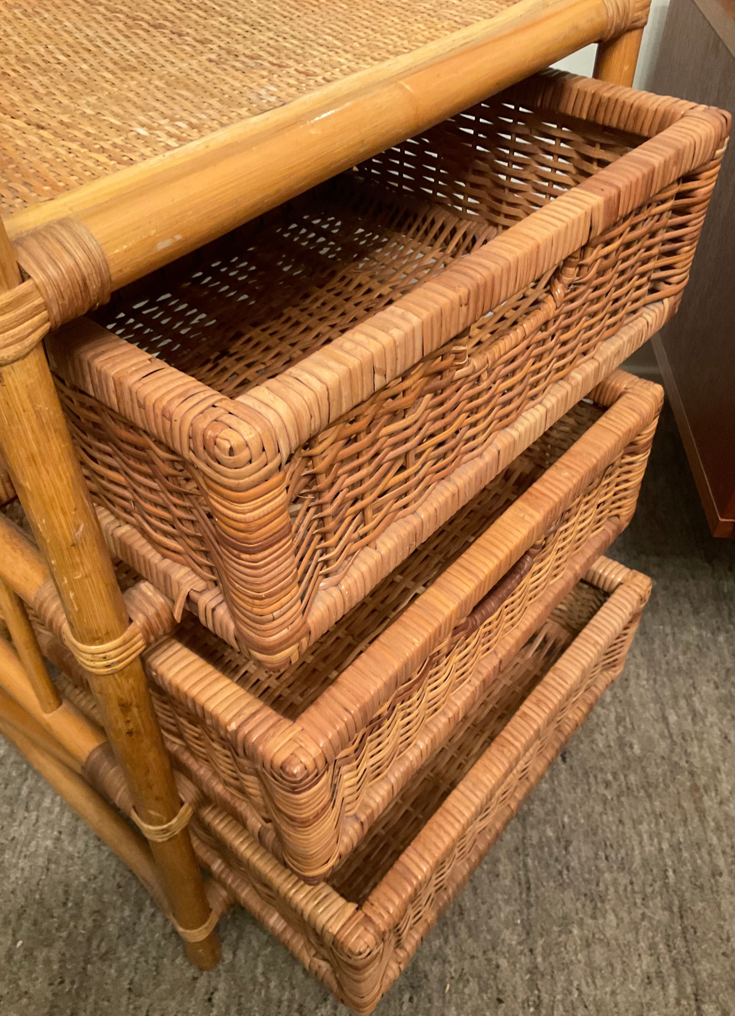 Vintage rattan storage cabinet from the 70s