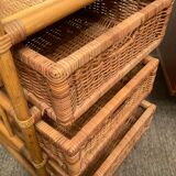 Vintage rattan storage cabinet from the 70s
