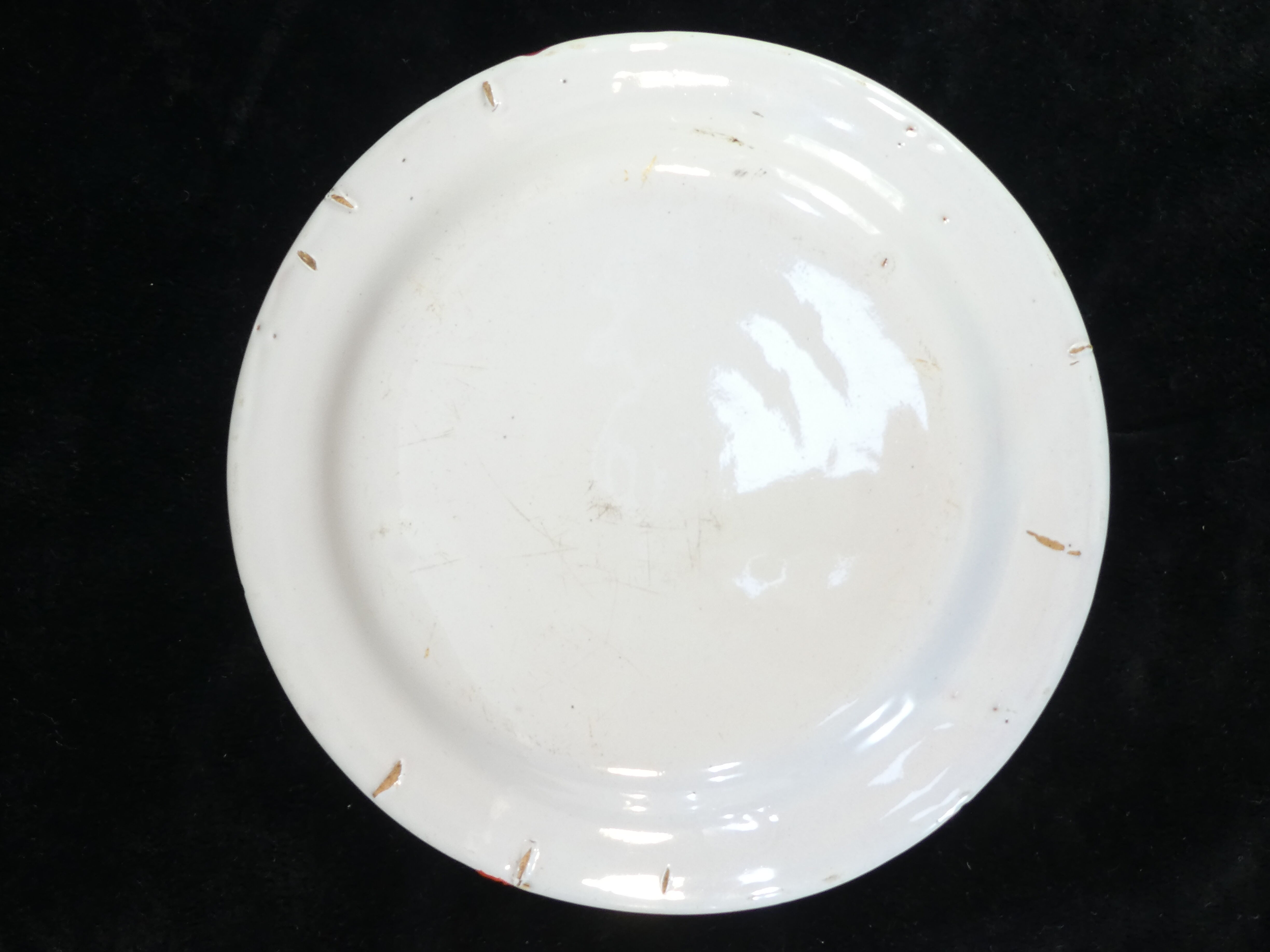 Set of 2 Plates in Faience de l'est pink red 19th LUNEVILLE / ST CLEMENT