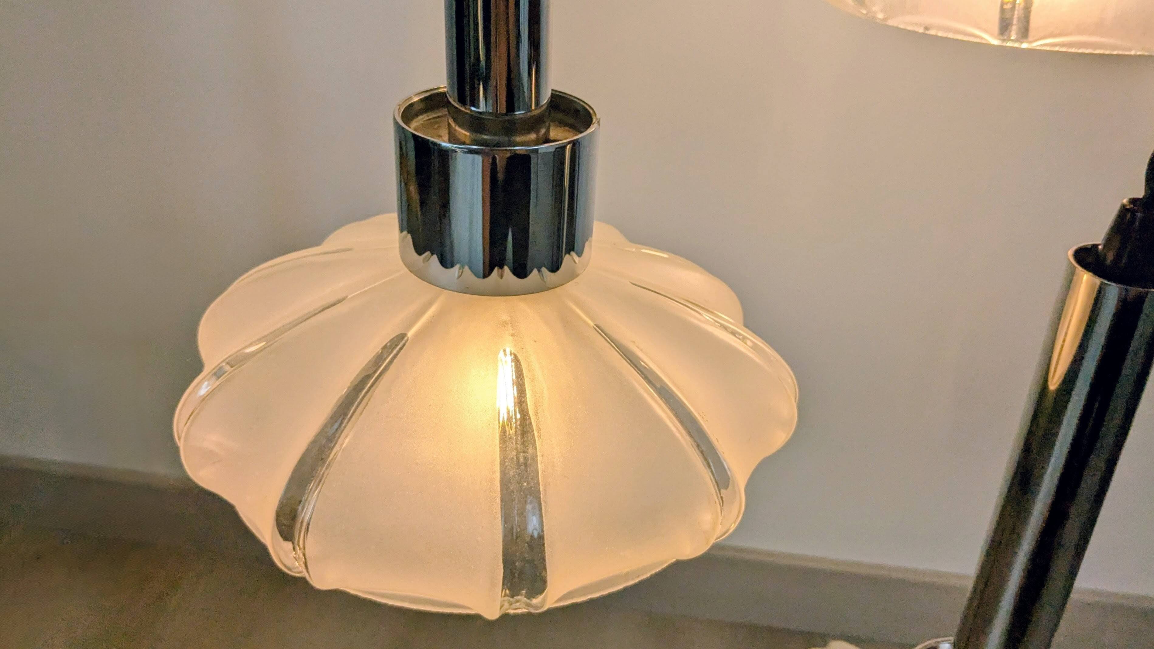 4-light pendant light – Art Deco Czech glass shades – vintage frame