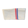 Blue and red striped tea towel on vintage beige background