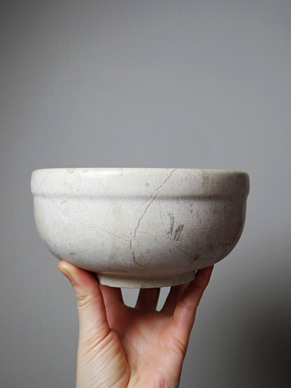 Vintage 20th-century natural marble bowl or decorative dish.