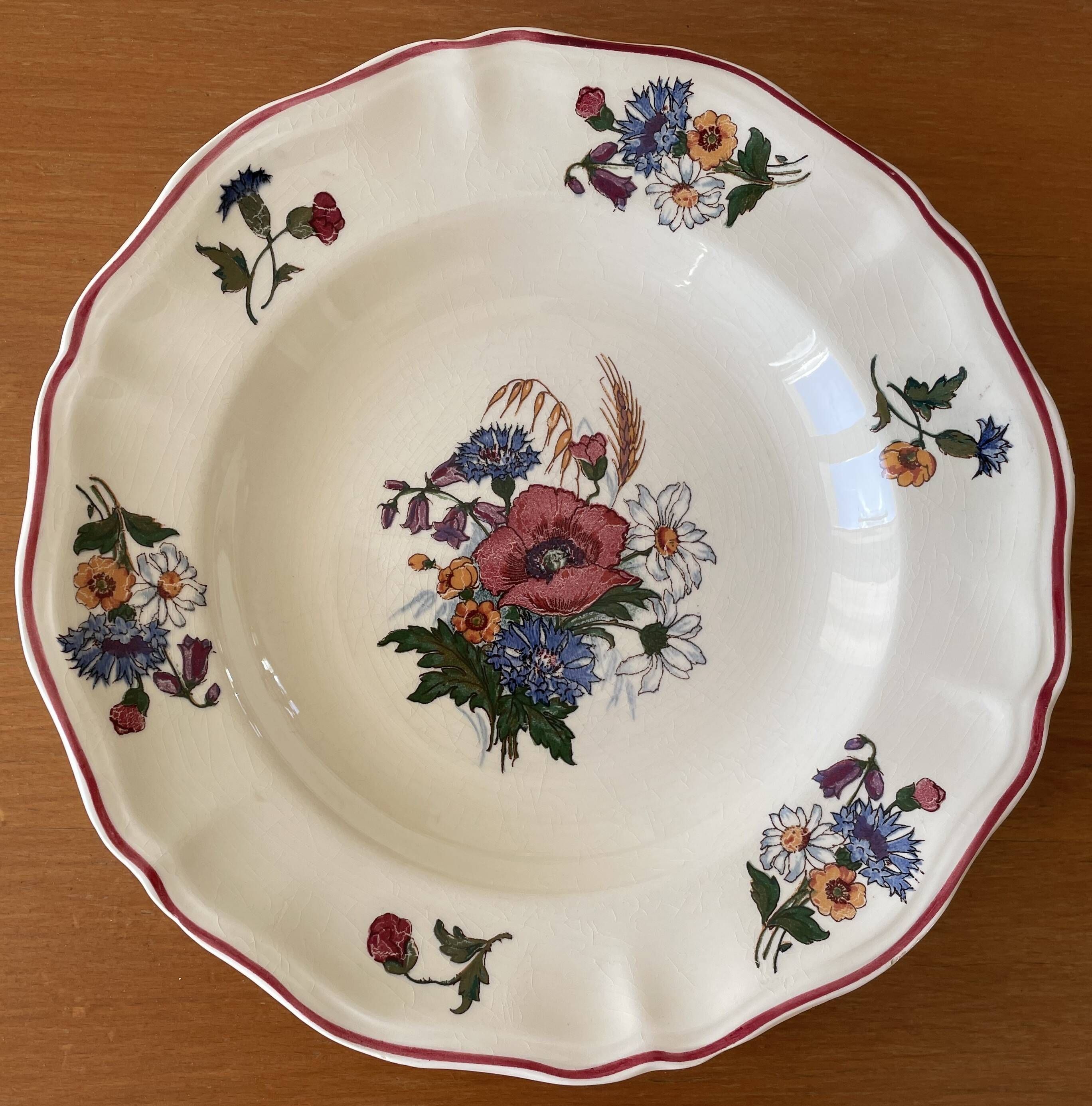 6 large antique deep plates in Sarreguemines earthenware