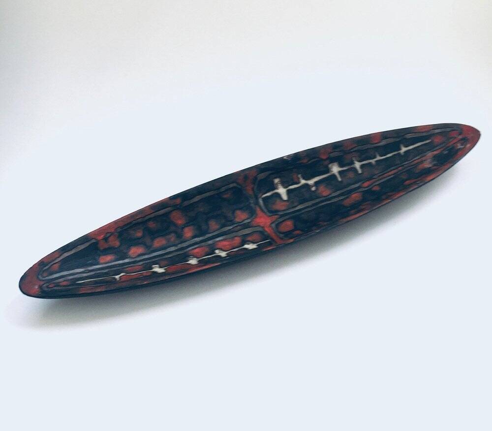 Abstract Art Ceramic Surfboard Bowl Dish from Perignem Studio, Belgium, 1960s