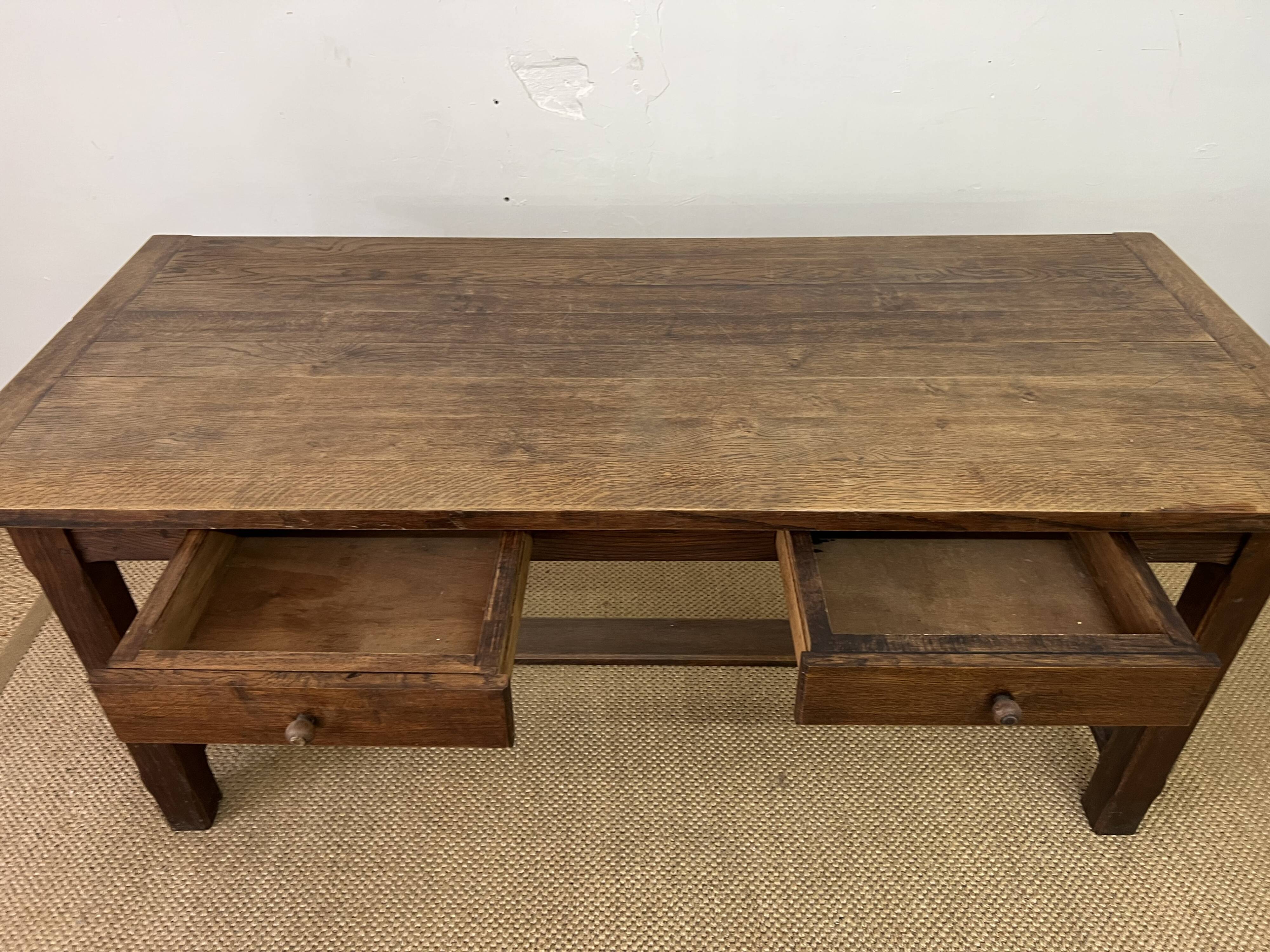 Wooden farmhouse table