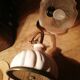 Retro lamp in brass and pink ceramic