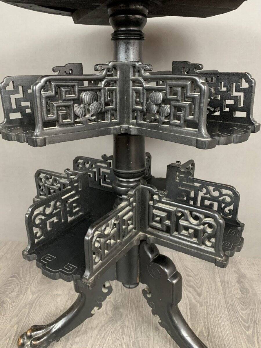 Round Table With Green Marble Inlays Early 20th Century