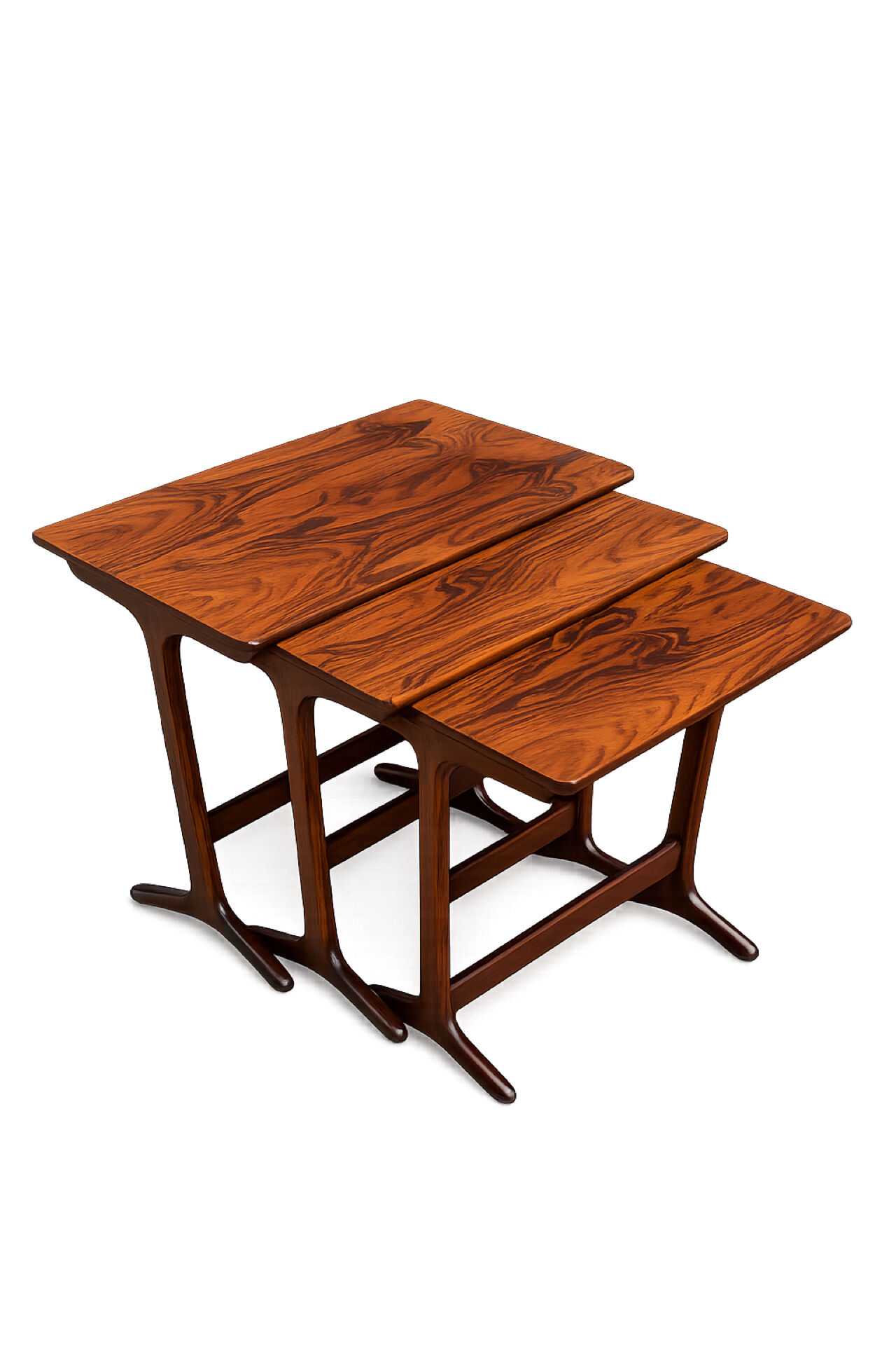 Nesting tables in rosewood by Kai Kristiansen