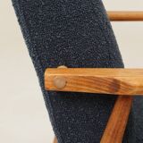 Scandinavian armchair in navy blue bouclé design by H. Lis