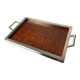 Dior style tray in wood & chromed, Italy, 1970s