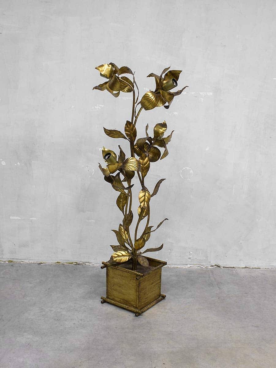 Midcentury modern brass flower floor lamp Hans Kögl