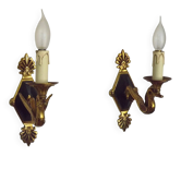 Exceptional Pair of French Empire Bronze Wall Lights with Winged Swan Arms
