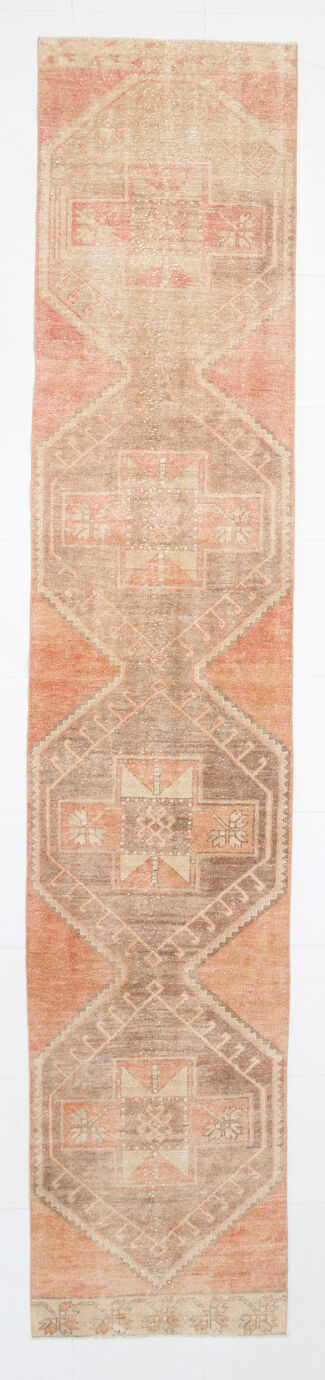 Orange and brown runner rug 78x393cm