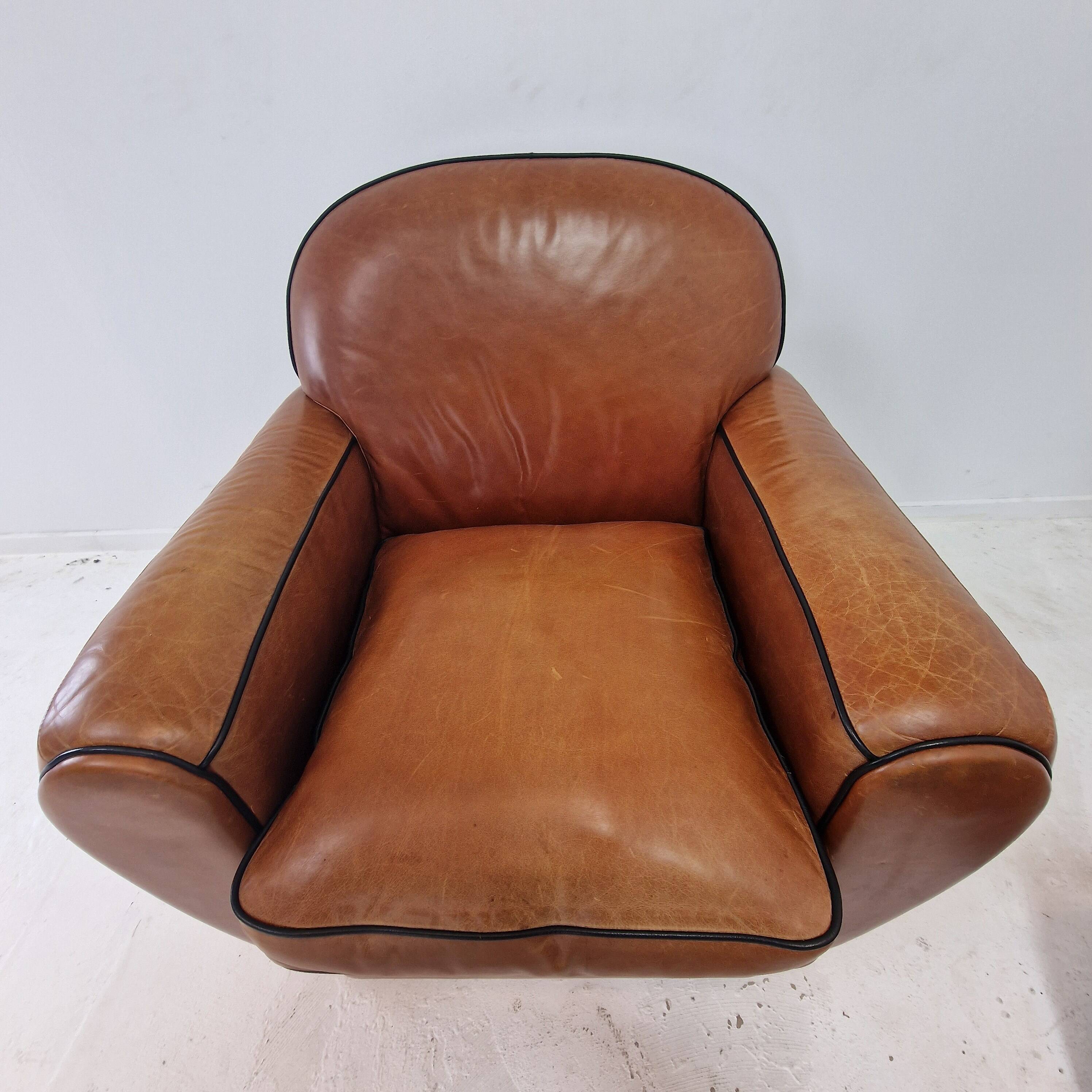Set of 2 Club Chairs and 1 Sofa in Saddle Leather by Jan Frantzen, Netherlands