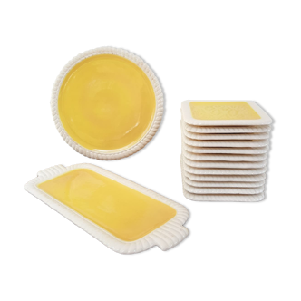 Longwy France Yellow Dessert Service