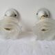 Duo of glass and porcelain flower wall lights