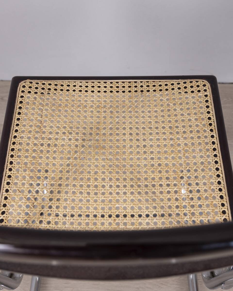 Set of 4 vintage 1960s metal and vienna straw chairs by italian design