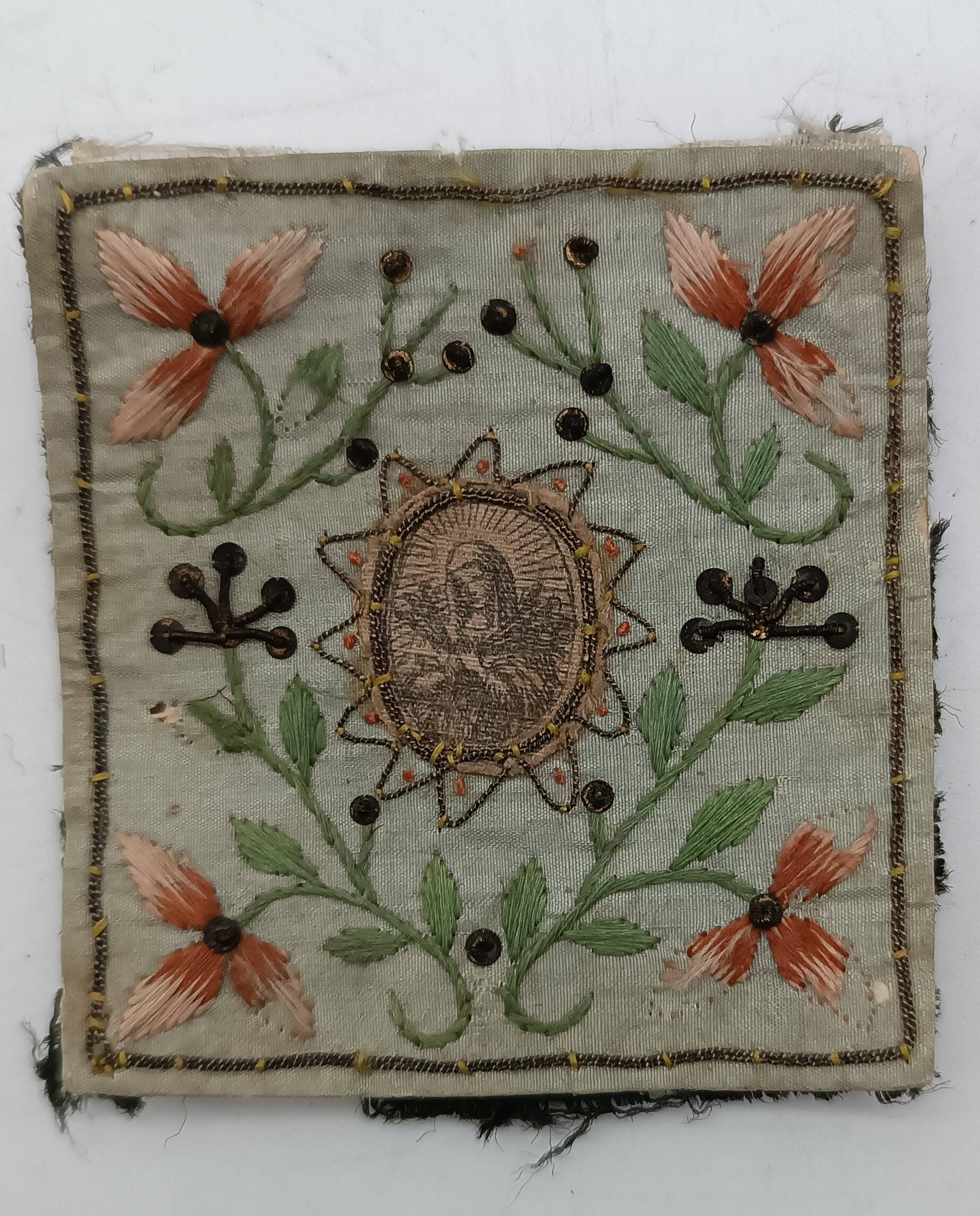 Art Antique Saint Ex Vote Madone Scapulaire