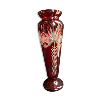 Vase balustre - cristal soufflé taillé