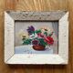 Painting framed bouquet of anemones signed