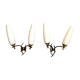 Maison arlus black and brass sconces with white opaline, france - a pair
