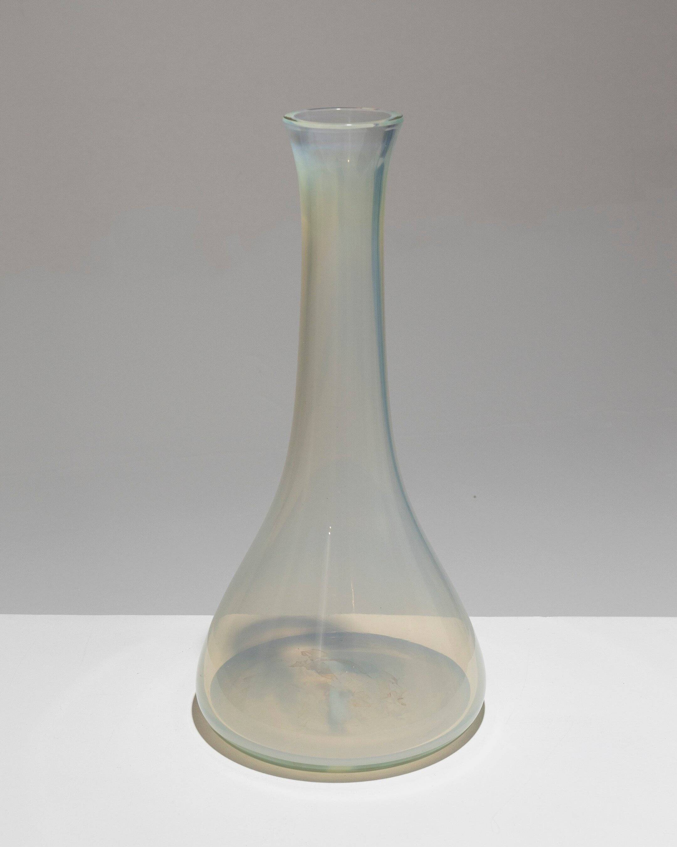 Tall glass vase with long neck, 1950s