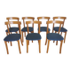 Set of 7 Vintage Calligaris Dining Chair: 1990s Italian Wooden Artek Style