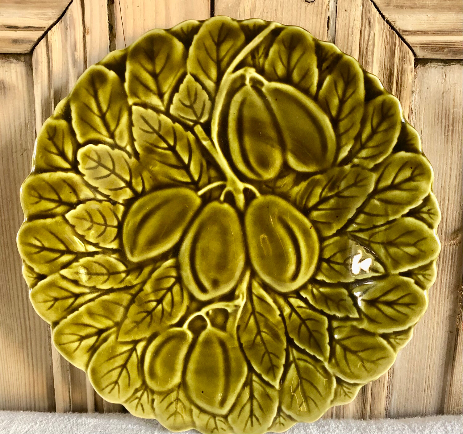 6 old Sarreguemines slip plates