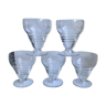 Set of 5 crystal wine glasses engraved 60s