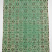 6x9 Vintage Green Geometric Pattern Anatolian Vintage Rug, 179x283 Cm