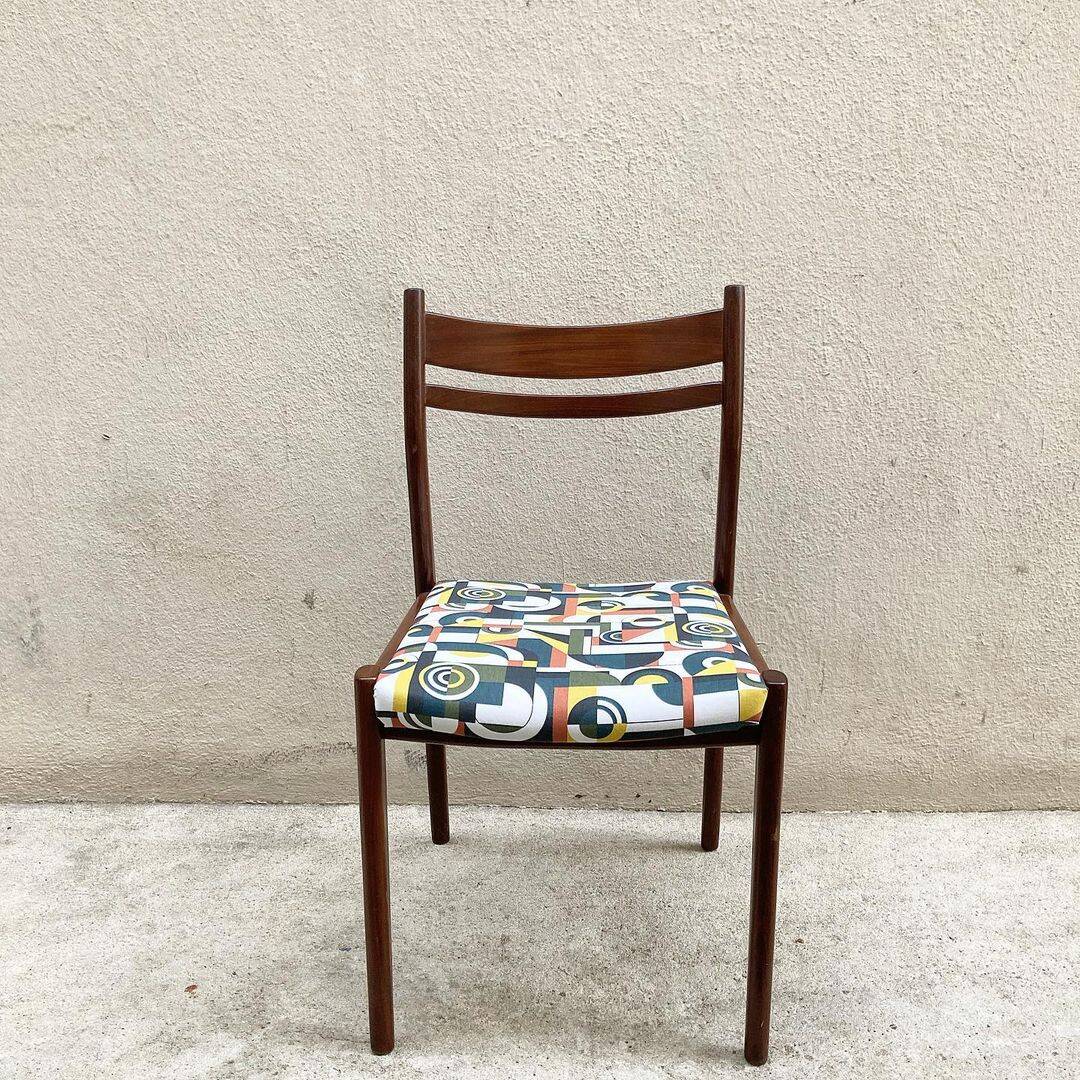 Chaise italienne en palisandre tissu Bauhaus