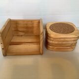 6 Scandinavian wood and cork coasters