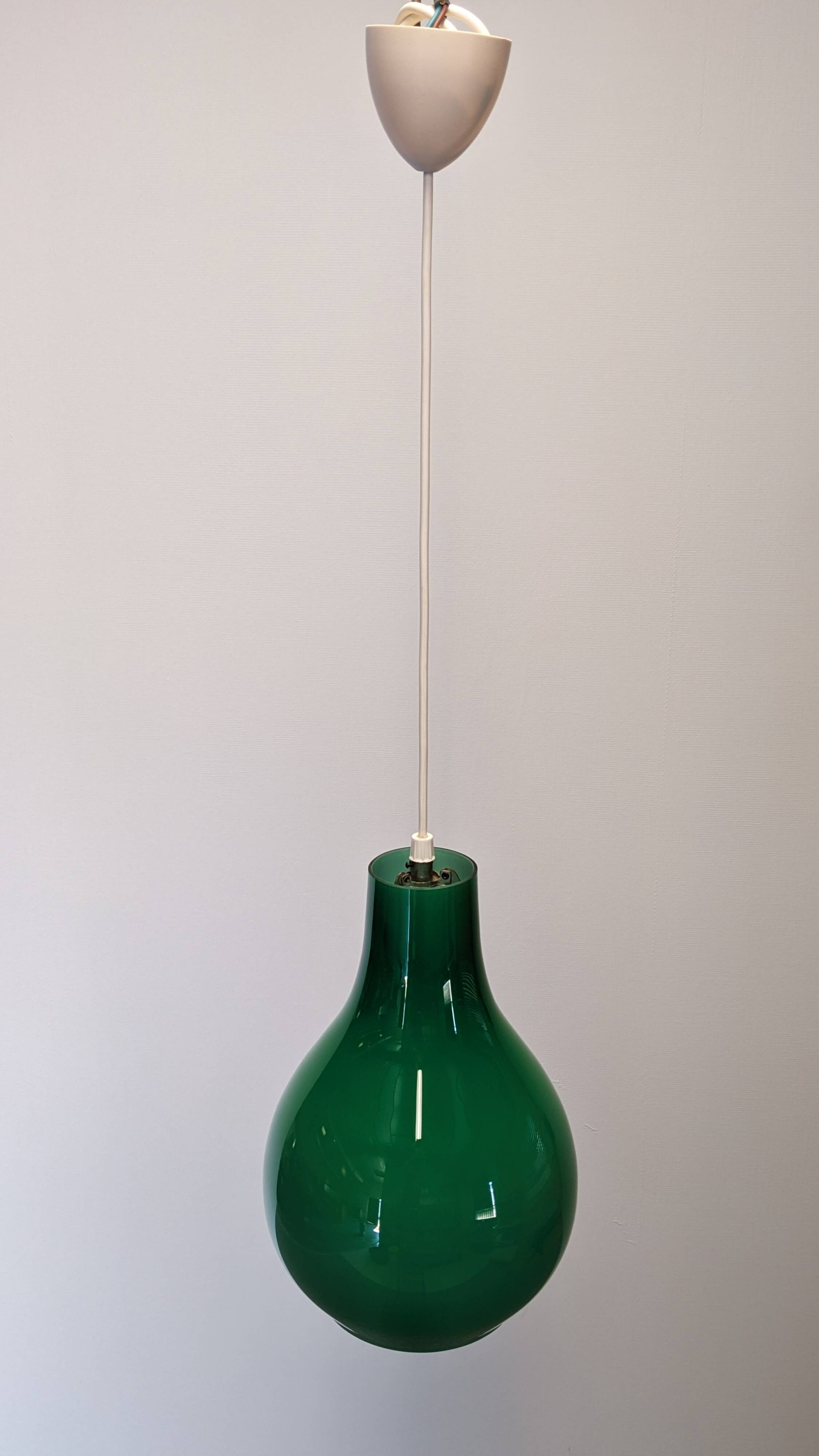 Green opaline water drop pendant light from the 50s/60s