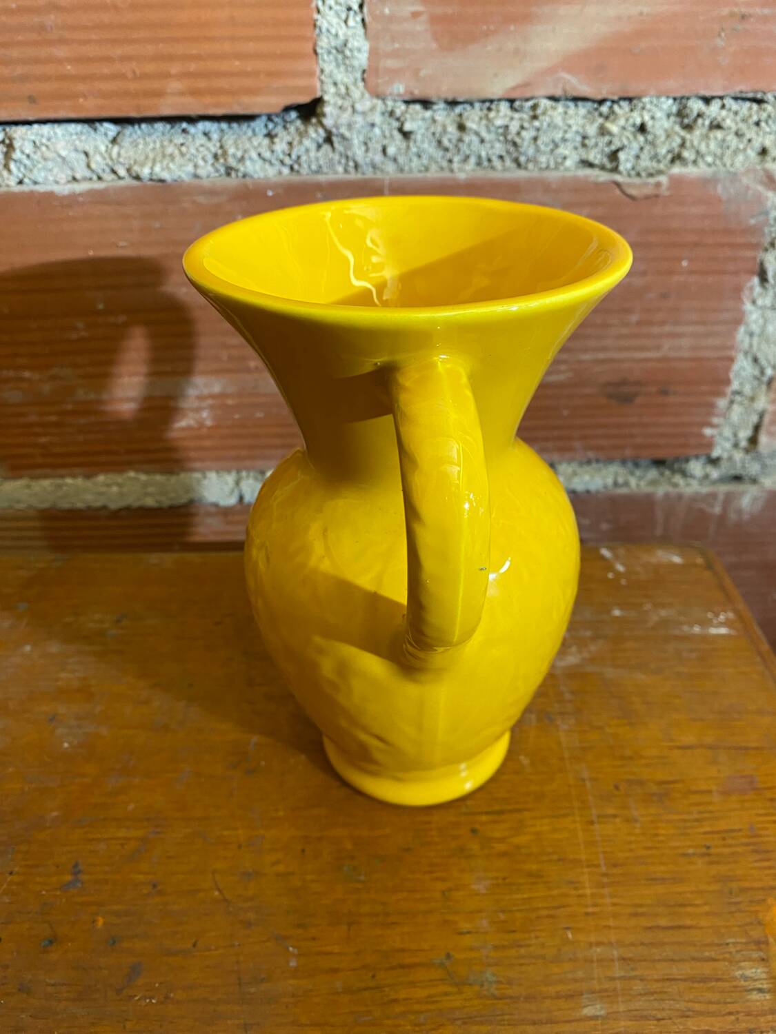 Antique Vase with Handles Yellow Ceramic Vintage Decoration #C605