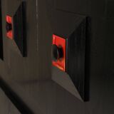 Brutalist Belgian buffet in black and red from the 1960s.