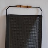 Perforated metal serving tray with bamboo handles, 1950s.