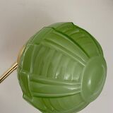 Vintage art deco globe wall light in green glass