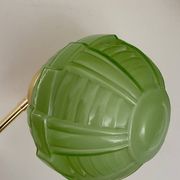 Vintage art deco globe wall light in green glass
