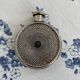 Art Deco flask in silver-plated metal, spiral guilloché decoration, DR marking