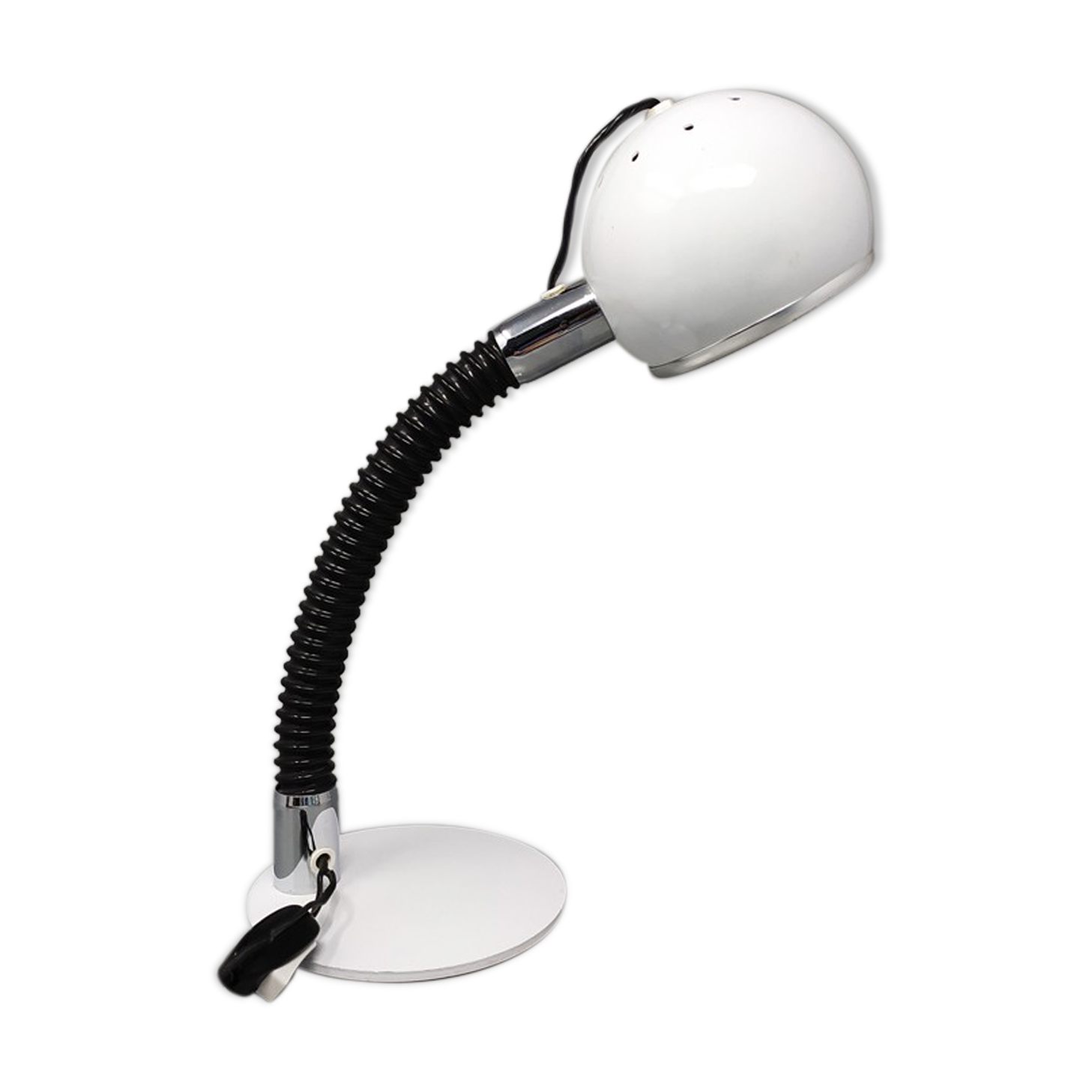 1970s space age white eyeball table lamp by Reggiani, made in italy