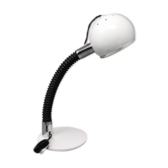 1970s space age white eyeball table lamp by Reggiani, made in italy