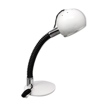 1970s space age white eyeball table lamp by Reggiani, made in italy