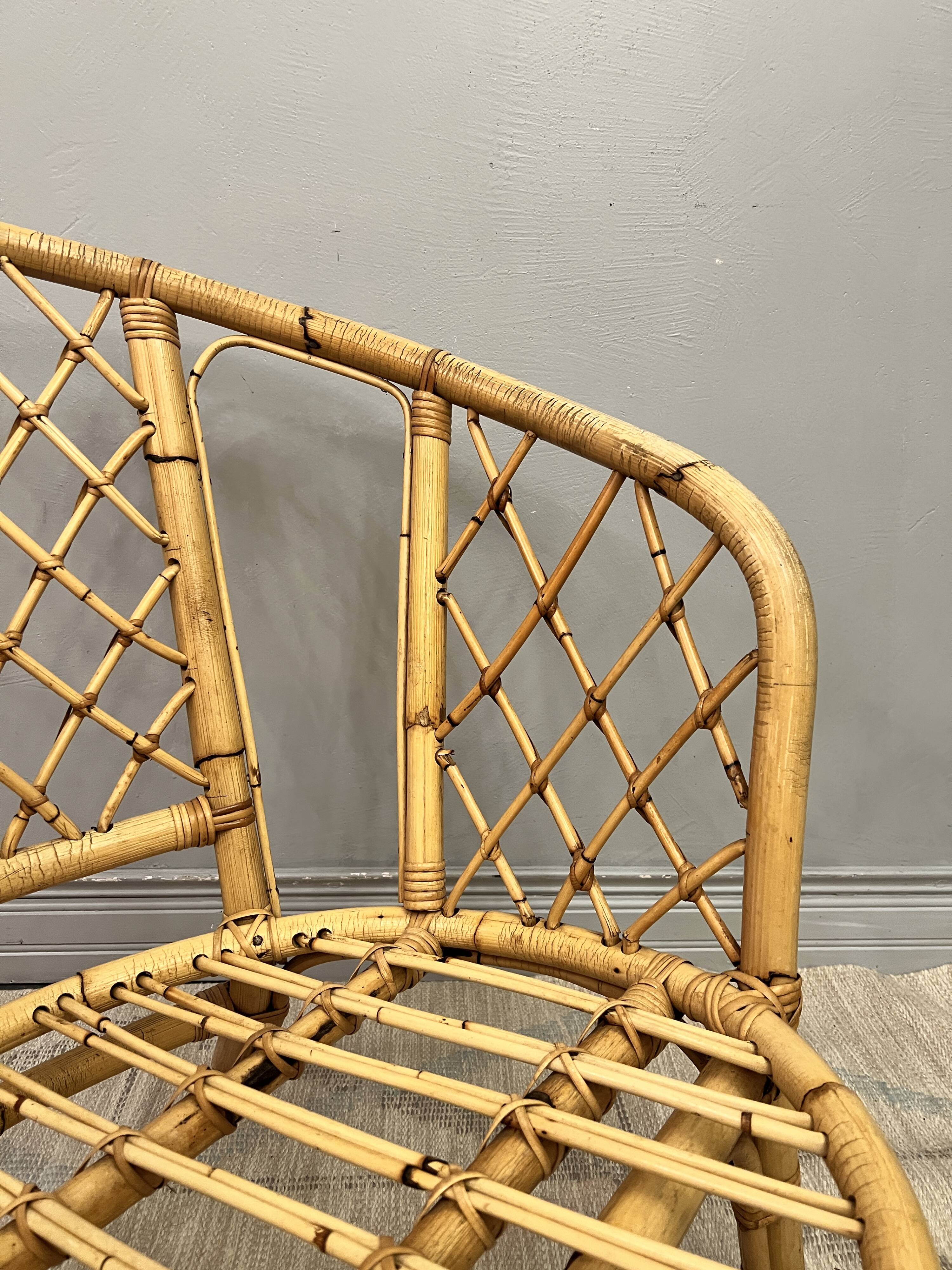 Trio of rattan armchairs