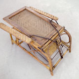 Bauhaus rattan armchair with ottoman by Erich Dieckmann, 1930s