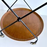 Vintage Scandinavian Serving Bar Cart with Teak Trays