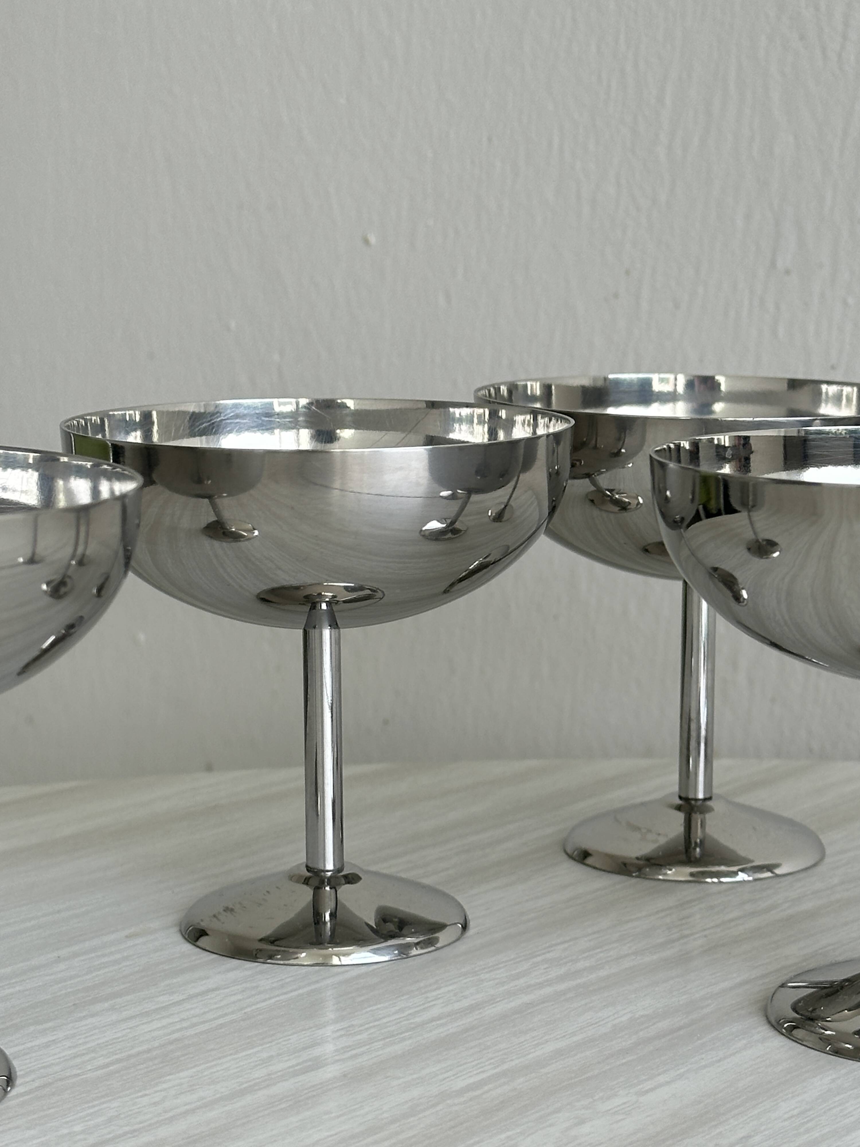 set of 6 vintage metal bowls