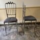 Pair of Chiavari chairs in polished mirror aluminium.
